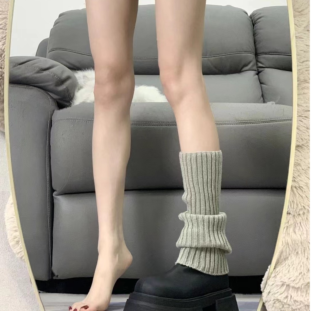 5846     秋冬针织竖条袜套保暖搭配雪地靴堆堆袜袜套