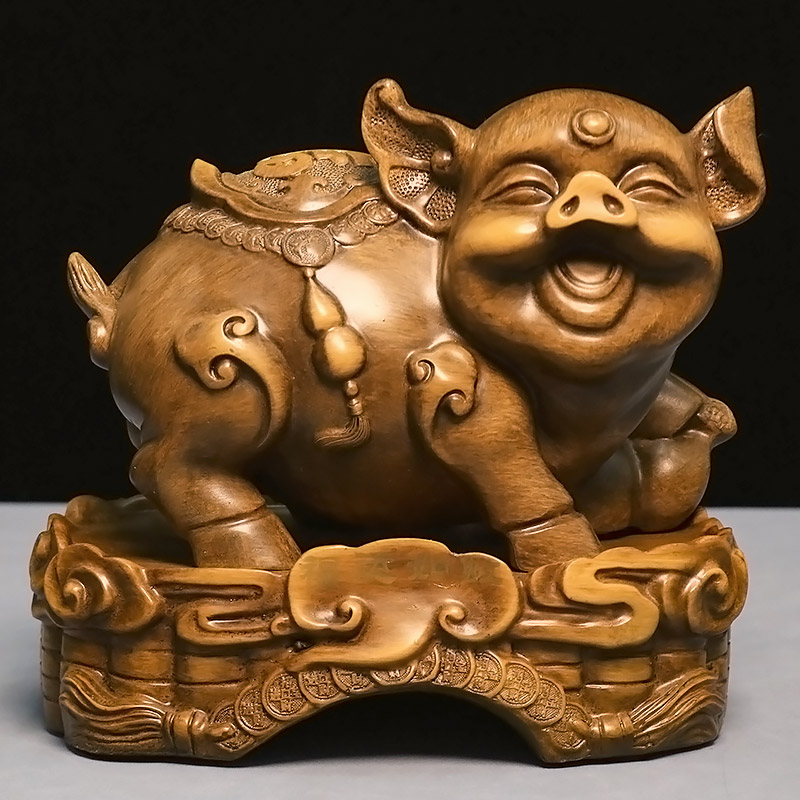 【福运如虹猪】店铺/客厅家居装饰工艺摆件（长24宽17高23cm）