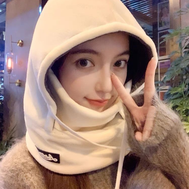 帽子围脖一体女秋冬户外骑车保暖护耳套头帽加厚防风护颈脸面罩男