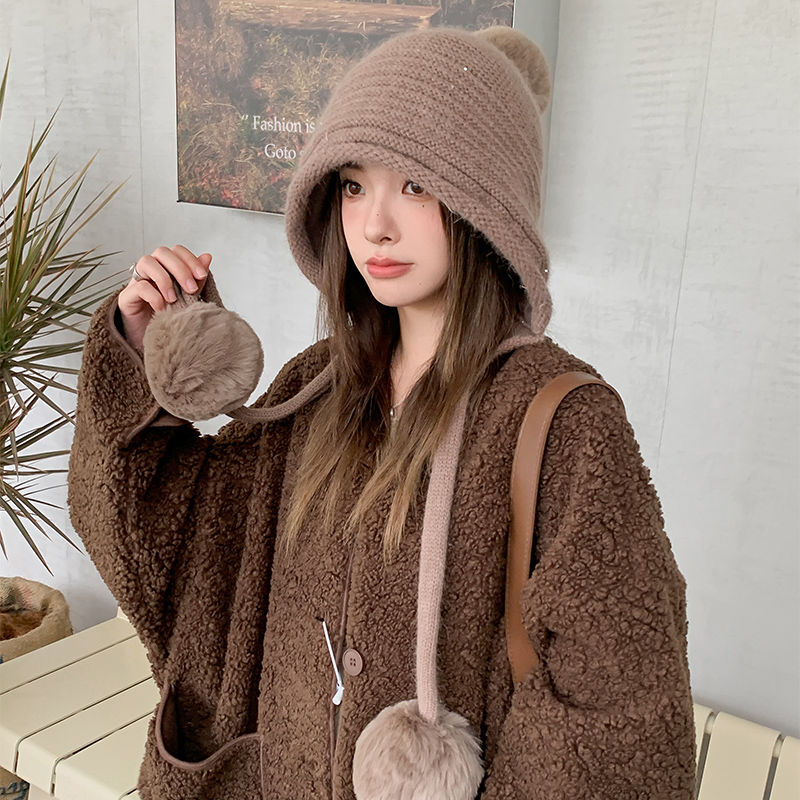 毛线帽针织帽子女秋冬百搭可爱网红冬季冬天保暖冷帽雷锋帽滑雪帽