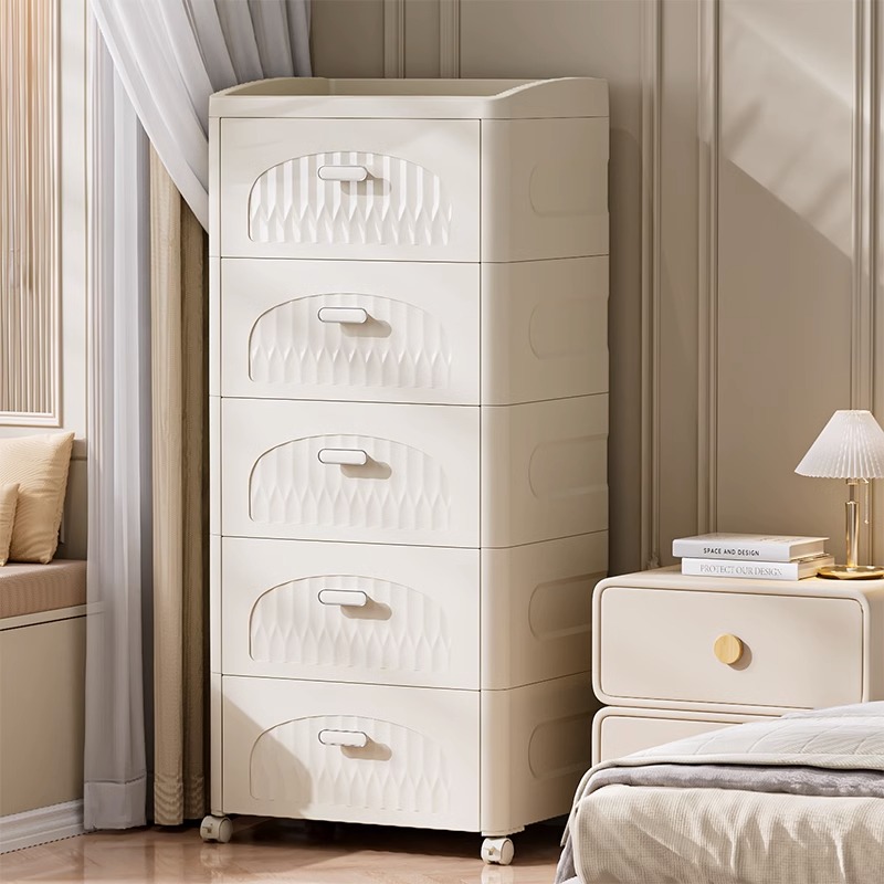 俏洁家用抽屉式收纳柜储物柜多层置物柜床头柜客厅夹缝带轮储物柜