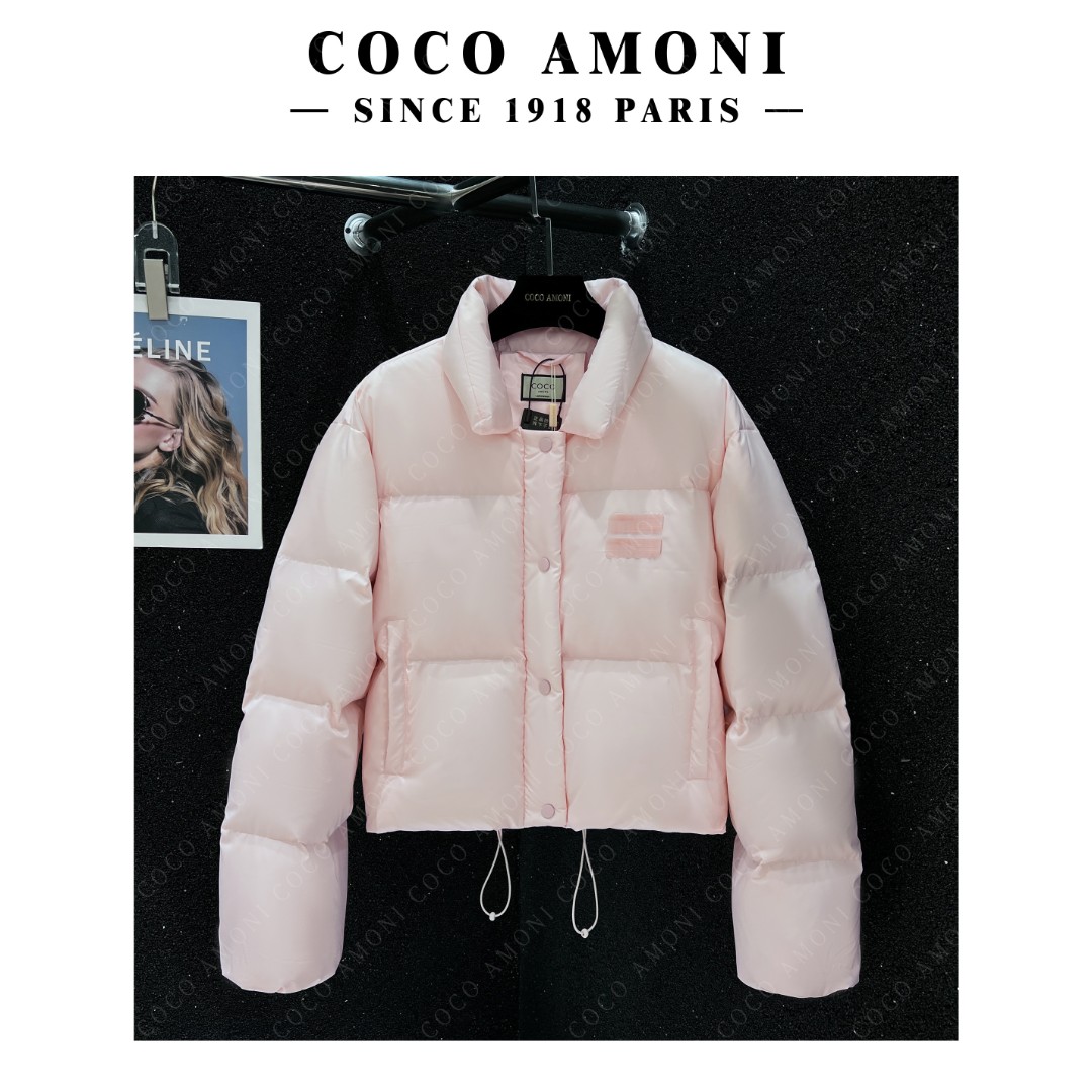 【小吕】浅粉色M家显瘦设计感时尚减龄显瘦立领款面包羽绒服女AB888