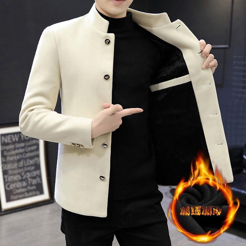 男士毛呢外套新款毛呢大衣男冬季毛呢风衣短款商务休闲中y