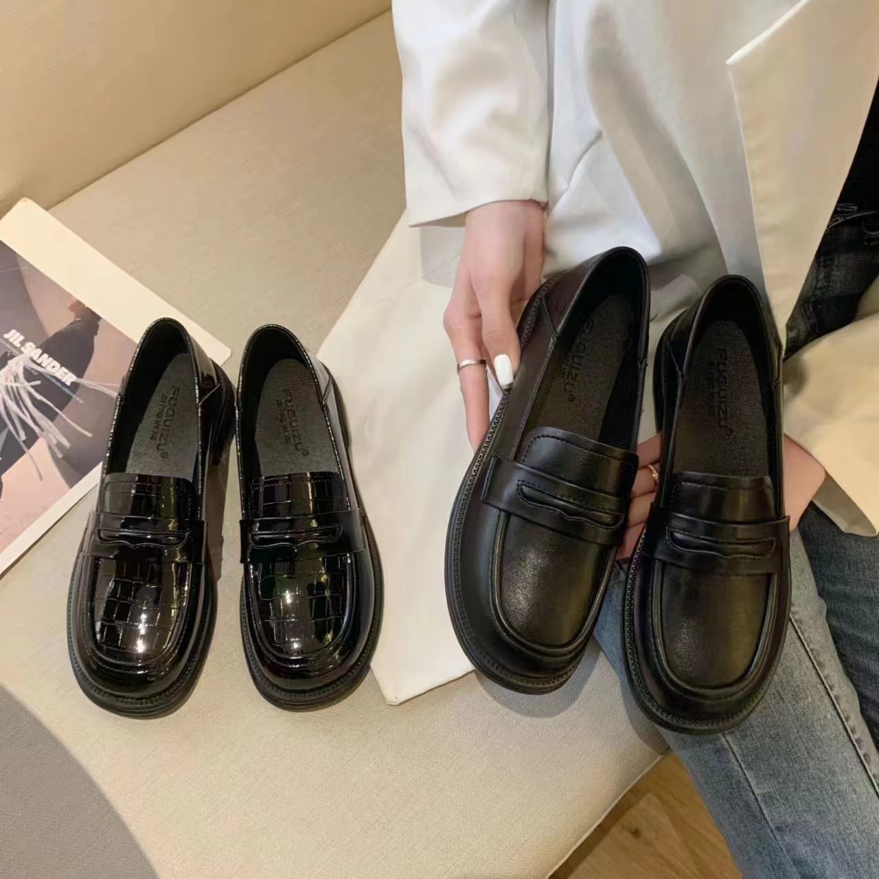 7005-1 亮亚乐福软面软底英伦时尚妈妈鞋仓