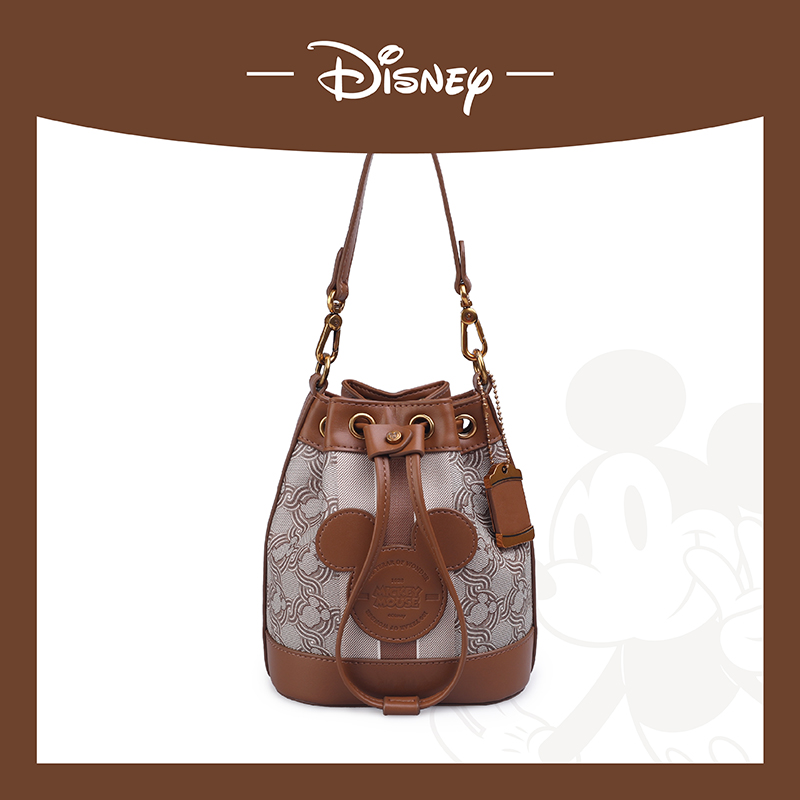 Disney/迪士尼米奇老花水桶包单肩包休闲抽绳水桶包