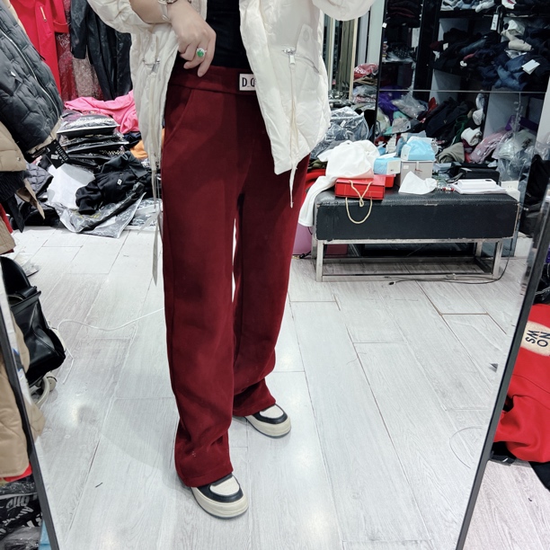 秋冬欧粒绒加绒超保暖小直筒时尚百搭休闲裤8883欧品