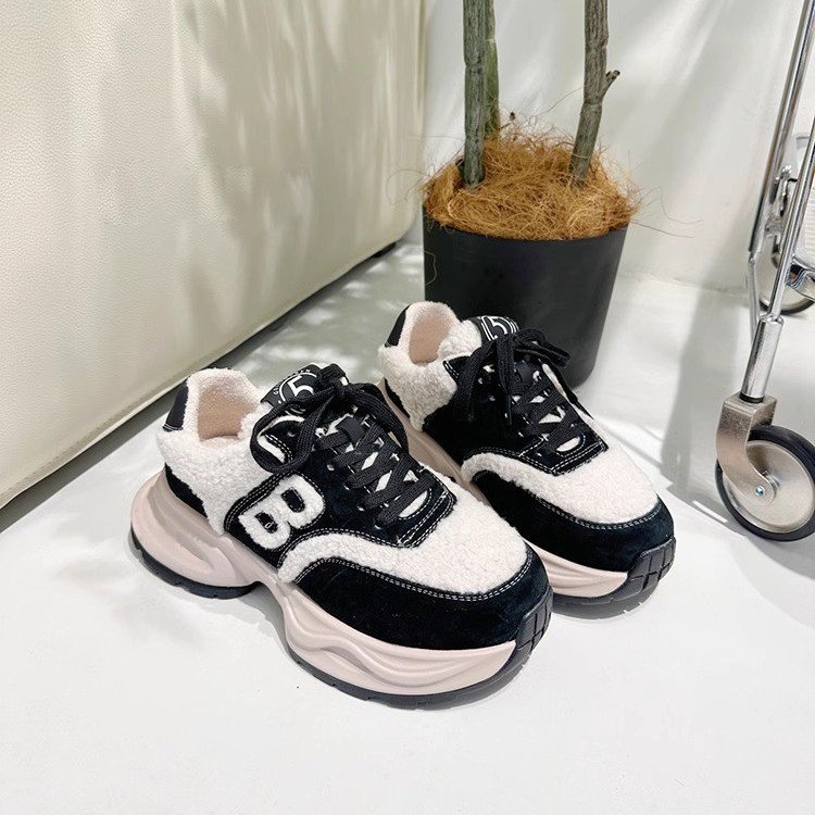 【宠粉专属】2023新款加绒百搭拼色厚底休闲运动老爹鞋女秋冬鞋