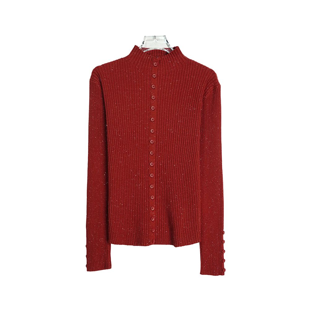 X24592【上新】小众百搭半高领红色亮丝气质减龄打底毛衣3D