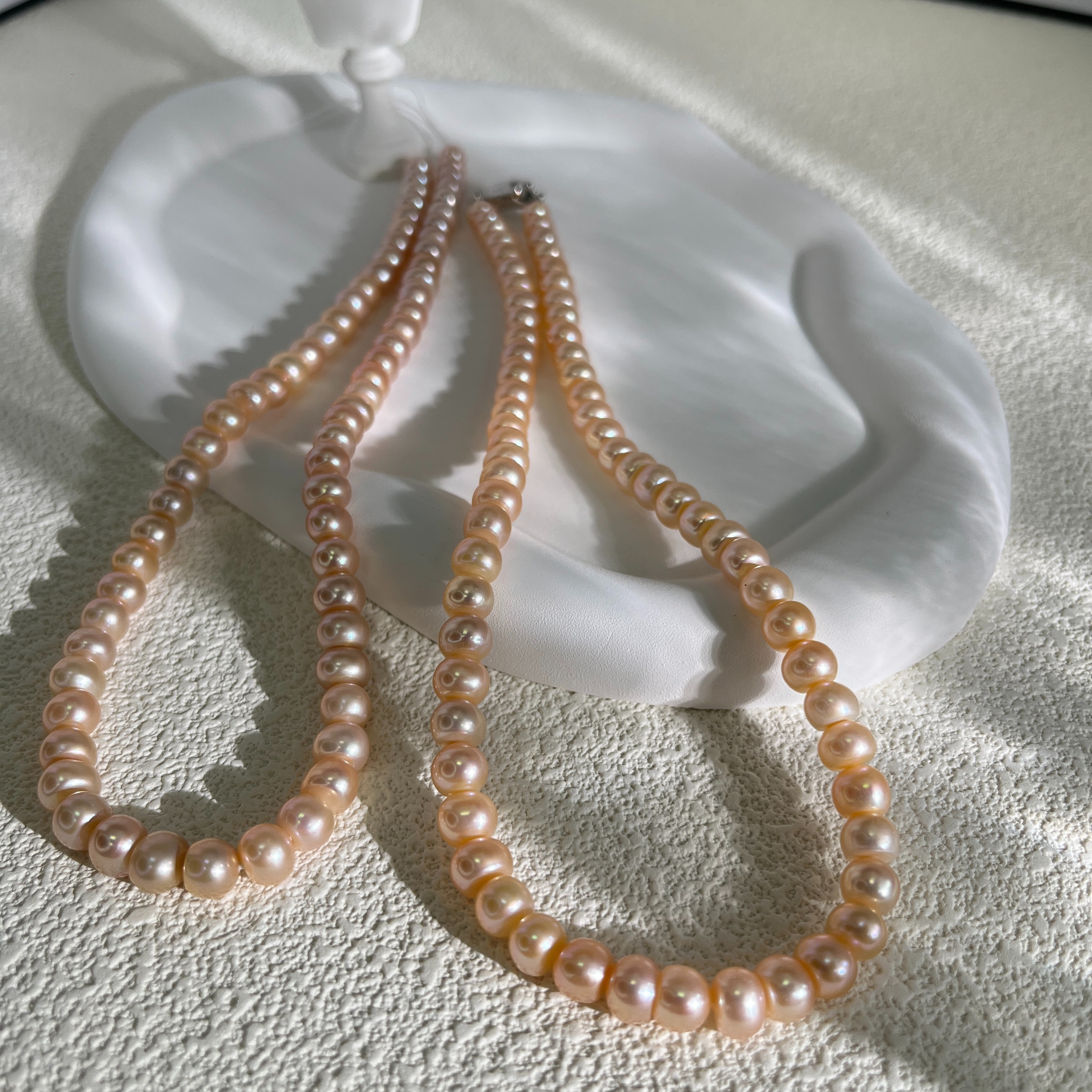 吊坠925银 W1102香槟色7-7.8天然淡水真珠项链气质时尚