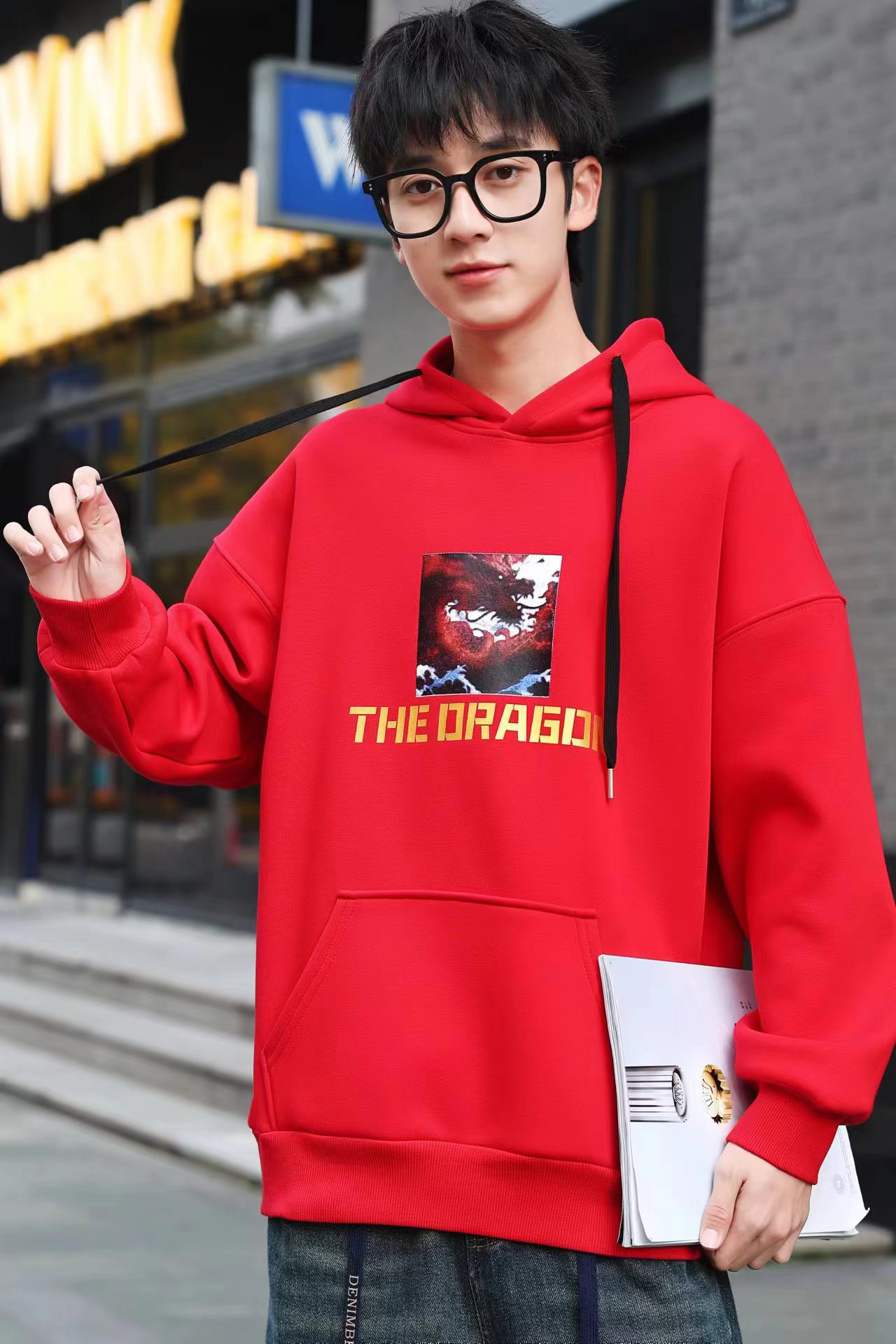 青少年年款卫衣男大童加绒加厚上衣122