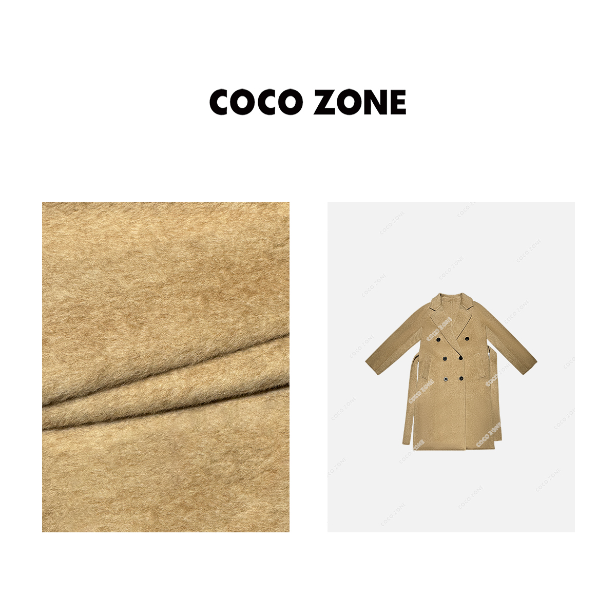 刘一一&COCO ZONE”曼哈顿驼绒大衣“羊毛骆驼绒大衣外套23C30470