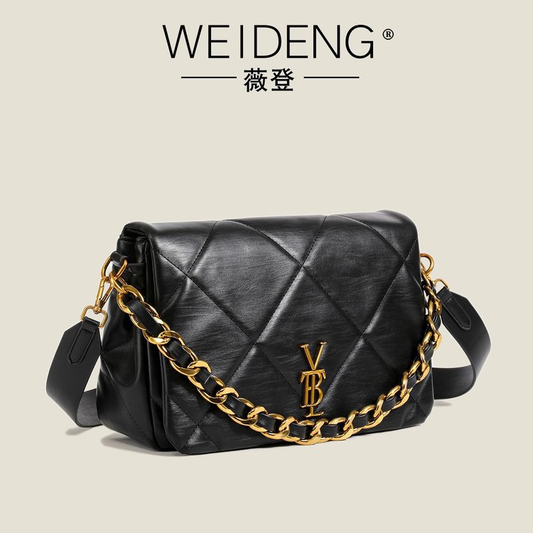 高级感百搭单肩包新款时尚洋气女包菱格链条简约大容量腋下包包女