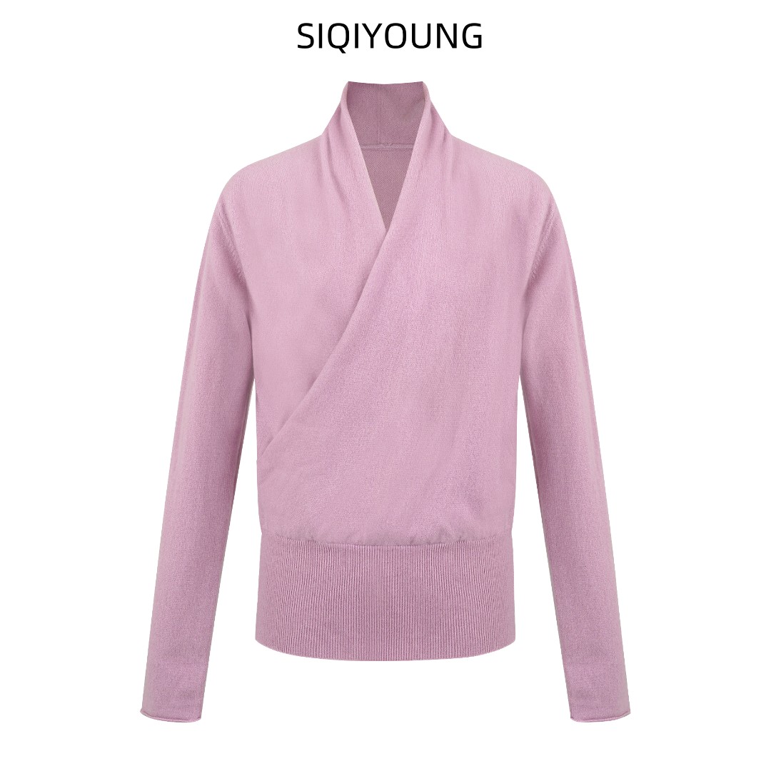 SIQIYOUNG【Maggie精选】 交叉领羊毛针织上衣