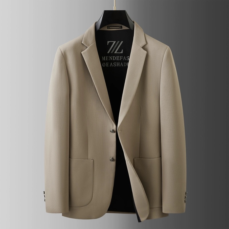 男士商务休闲华夫格时尚标准版型西服8802