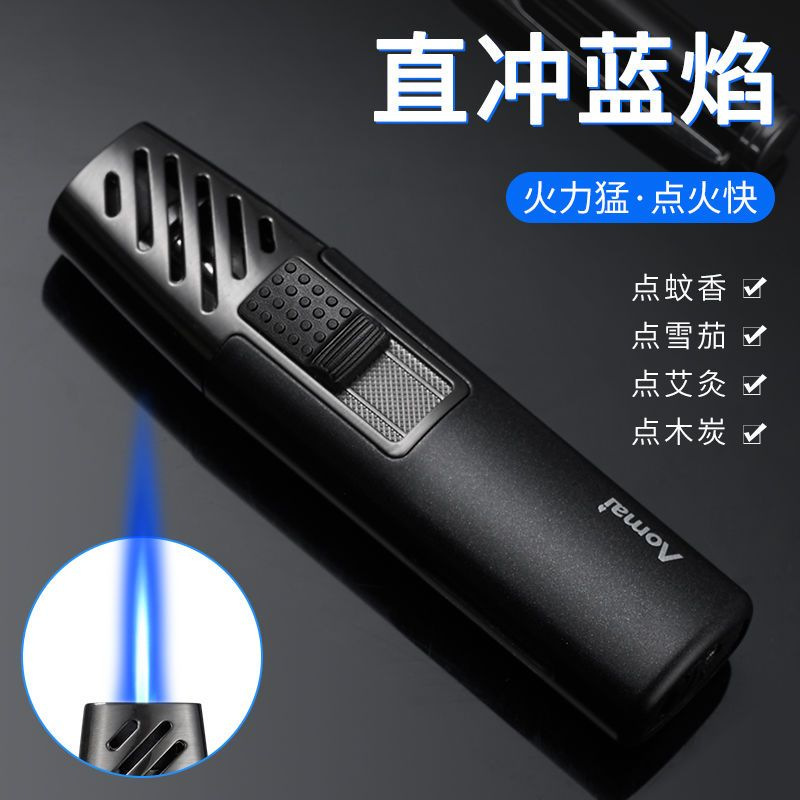 网红款下滑点火蓝焰防风打火机金属便携男士点雪茄点艾灸送男友