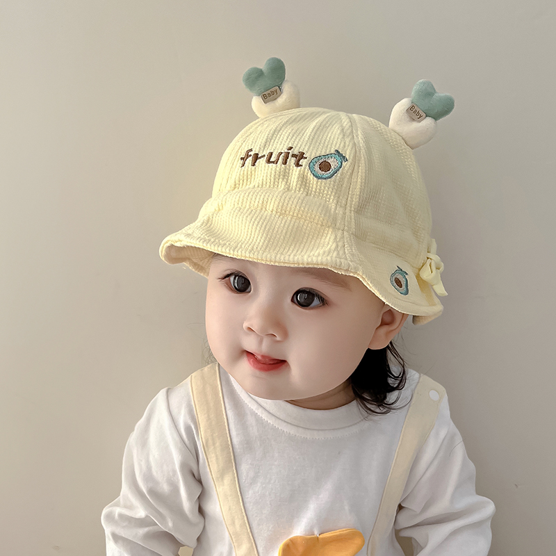 婴幼儿春秋遮阳渔夫帽男女宝宝可调节新生儿可爱超萌冬款防风盆帽