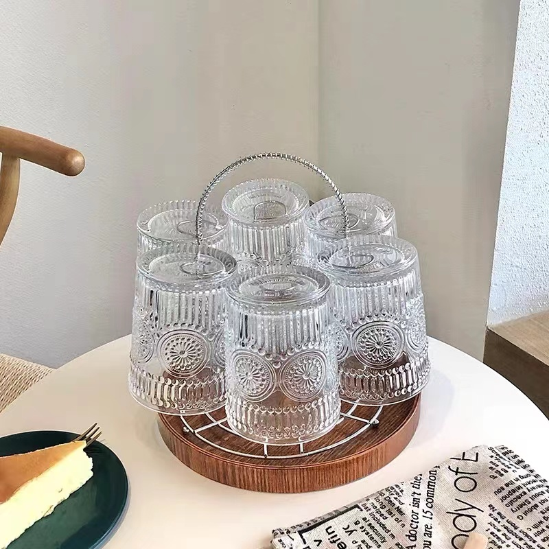 【奈微Sum】太阳花日常杯浮雕杯早餐杯奶杯简约6只复古风简约风家