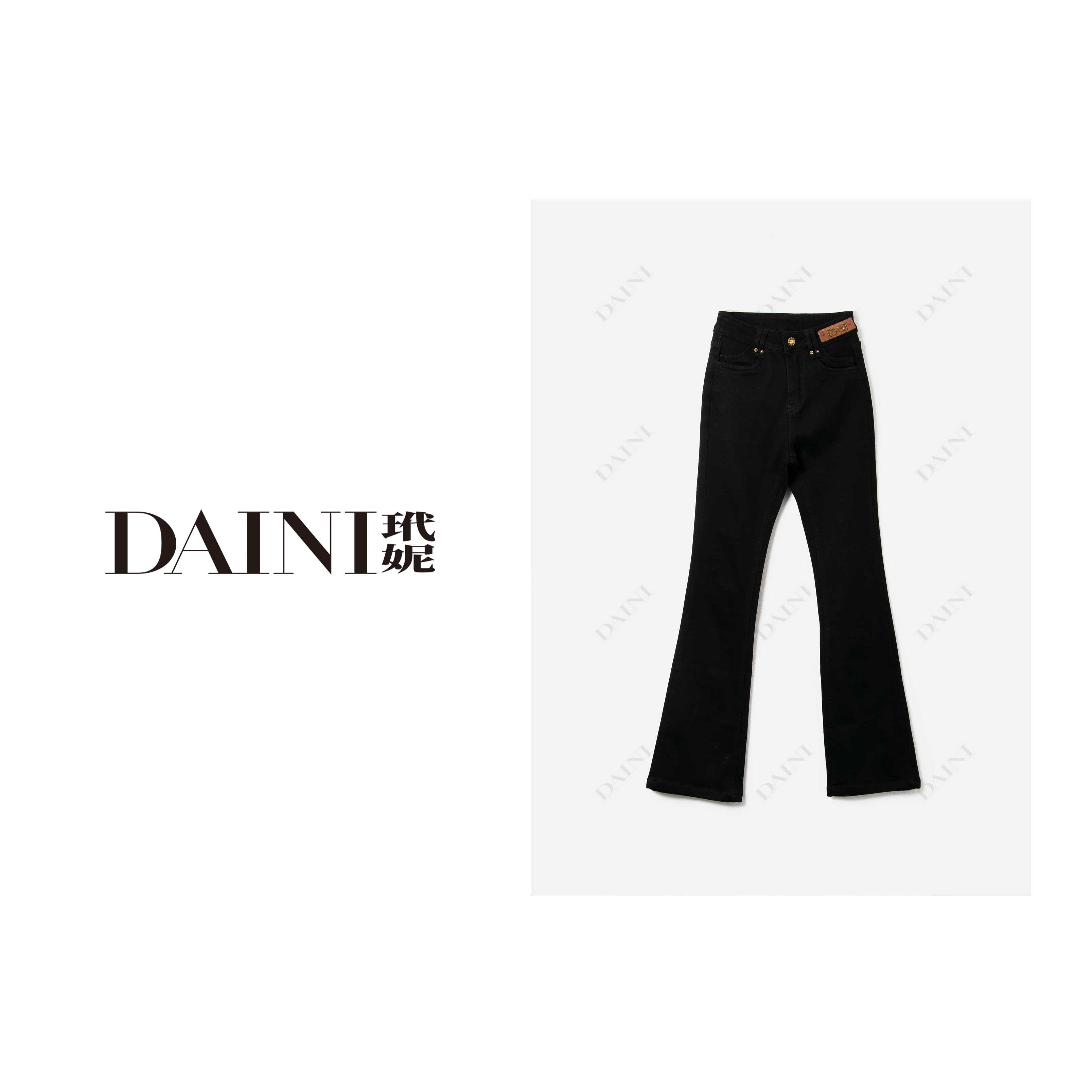 【萍萍推荐】秋冬季 中高腰皮标微喇加绒长裤 修身大长腿水洗牛仔裤