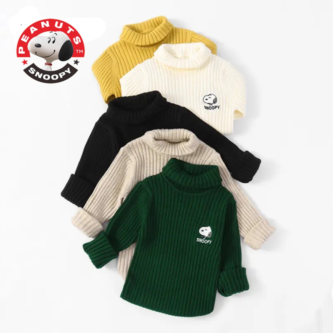 史努比男女童装高领加厚毛衣2022儿童套头针织衫冬季保暖打底衫潮