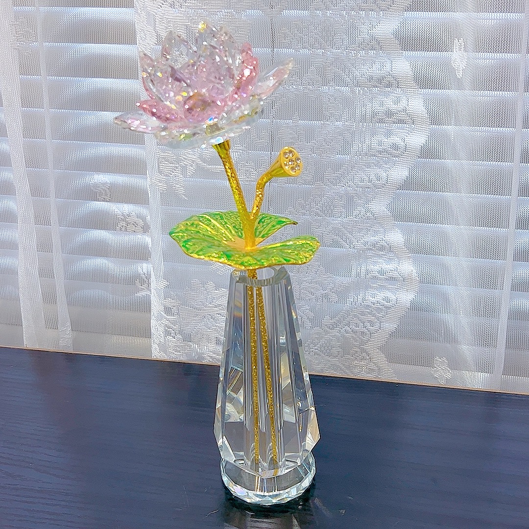 水晶唯美莲花家居摆件