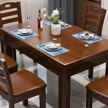 小户型餐桌椅组合饭店餐桌6人长方形西餐桌吃饭桌子家用实木餐桌