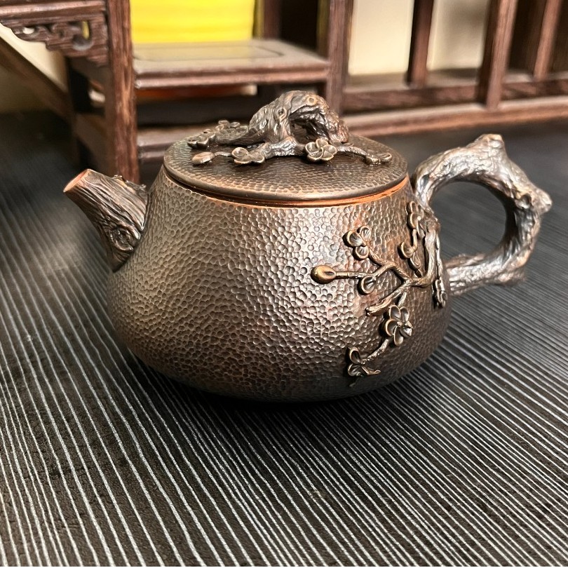 【品茗】紫铜手工  傲雪梅花  石瓢泡壶 干净品质