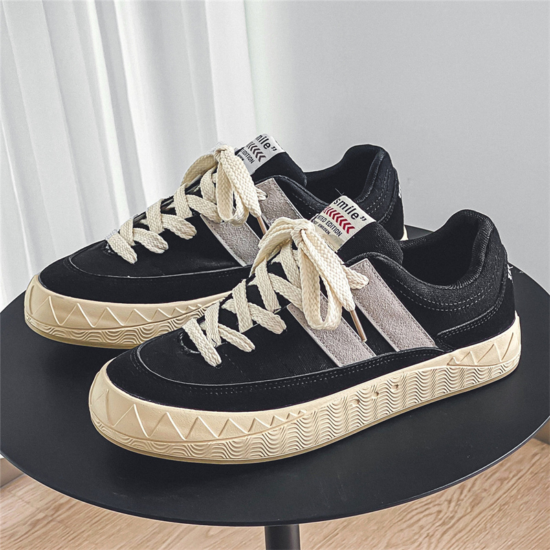 男鞋子小众设计潮鞋ins黑色帆布鞋男生低帮百搭国潮运动休闲板鞋