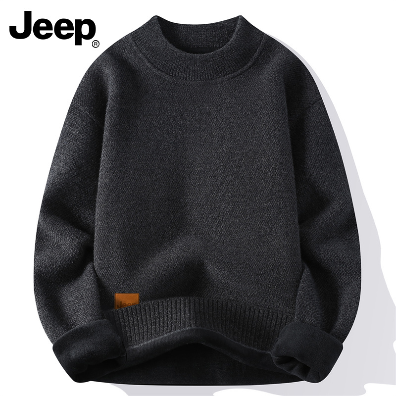 JEEP/吉普秋冬户外运动休闲长袖时尚百搭潮流男士加绒款圆领卫衣