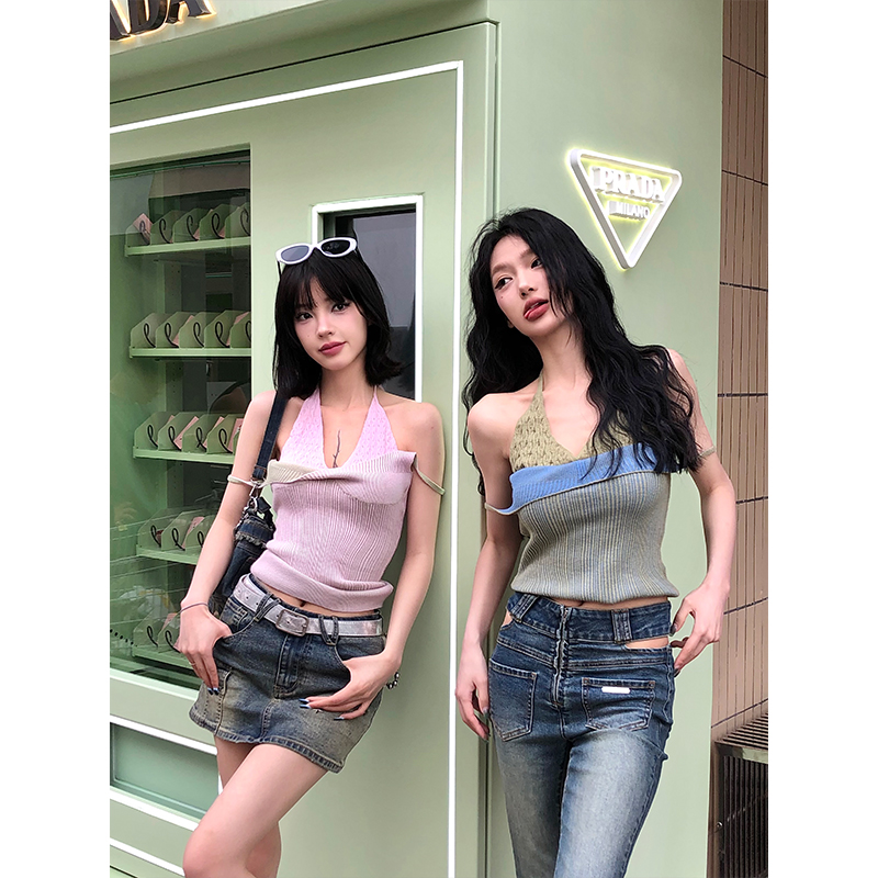 【12YE】辣妹假两件内搭设计感修身小吊带