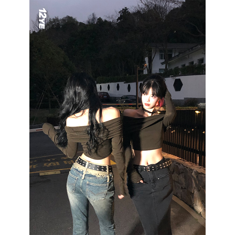 【12YE】辣妹低腰修身微辣牛仔裤