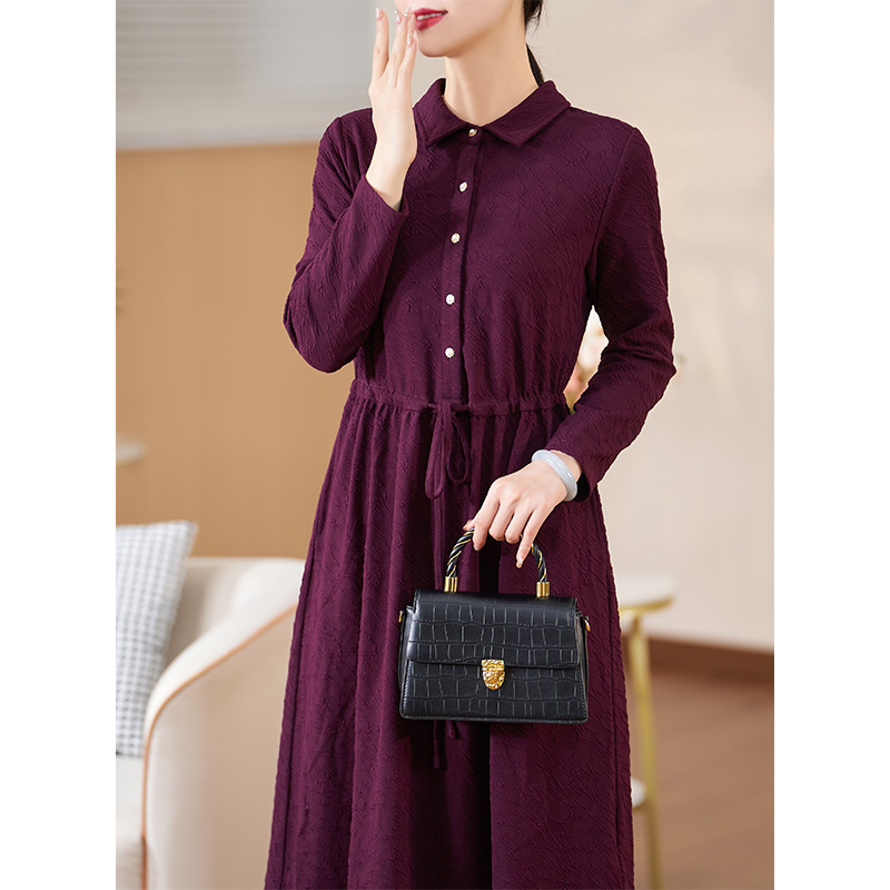 迪欧芙2023秋冬新款阔太太气质显瘦针织优雅轻奢连衣裙#QLQ25587