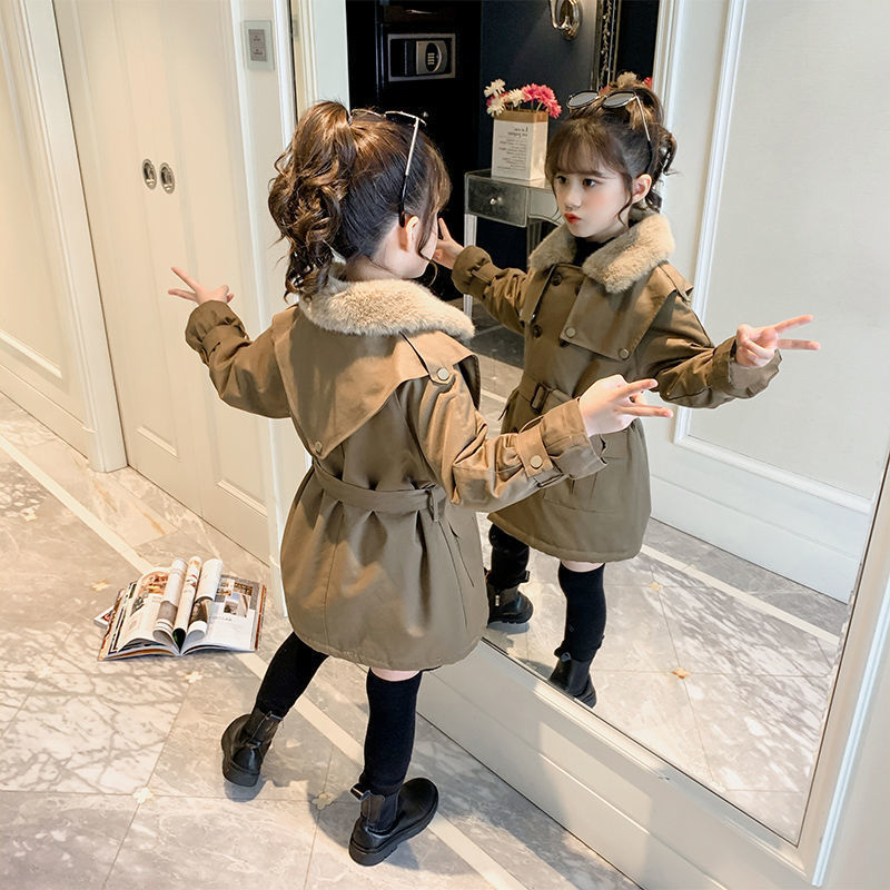 女童外套童装派克服冬季新款中大童韩版洋气加厚儿童加绒棉服冬装
