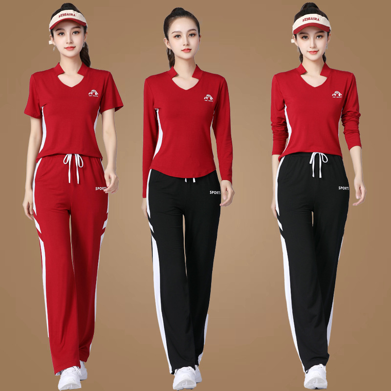 广场舞服装春夏新款曳步舞舞蹈健身服套装时尚运动表演服两件套女
