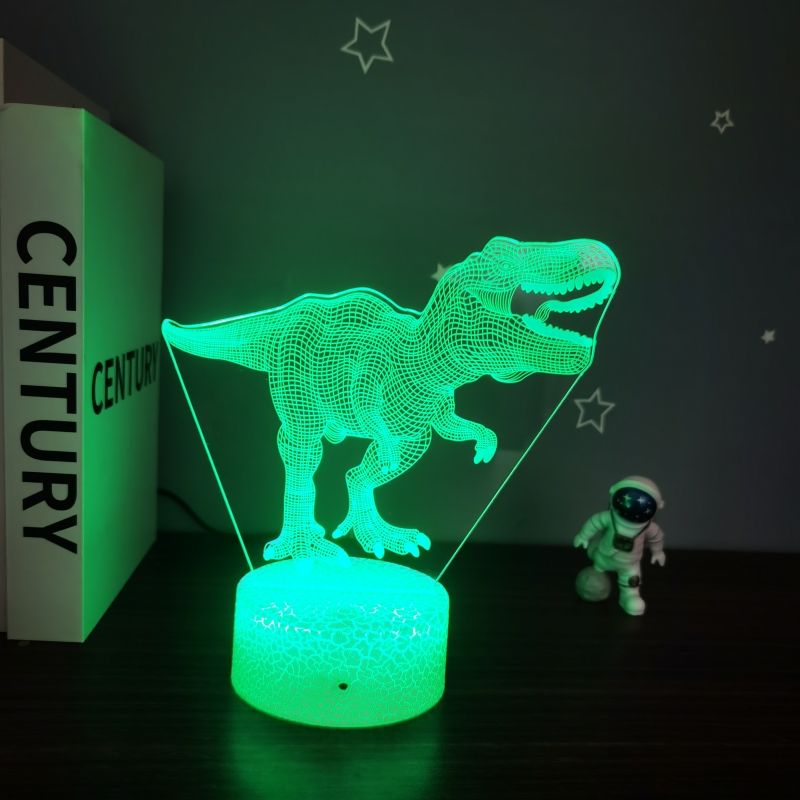 恐龙玩具3d小夜灯儿童房装饰灯床头灯led结冷灯多电竞房卡通创意