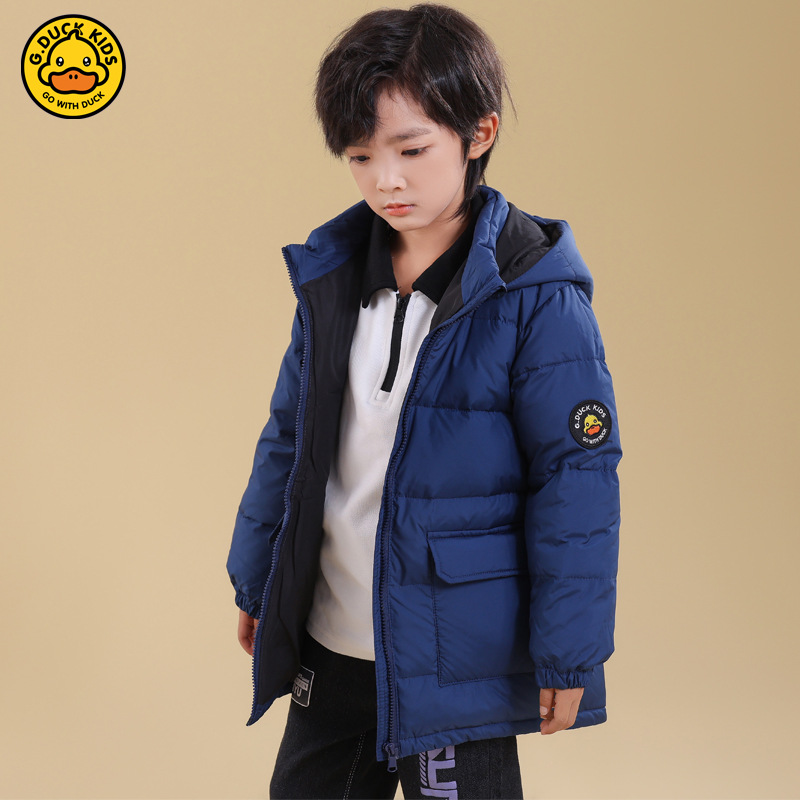 G.DUCK小黄鸭儿童羽绒服男女童中长款宝宝小孩冬季加厚中长款外套