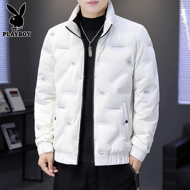 PLAYBOY轻薄羽绒服男士白鸭绒上衣冬季新款潮保暖白色夹克外套男