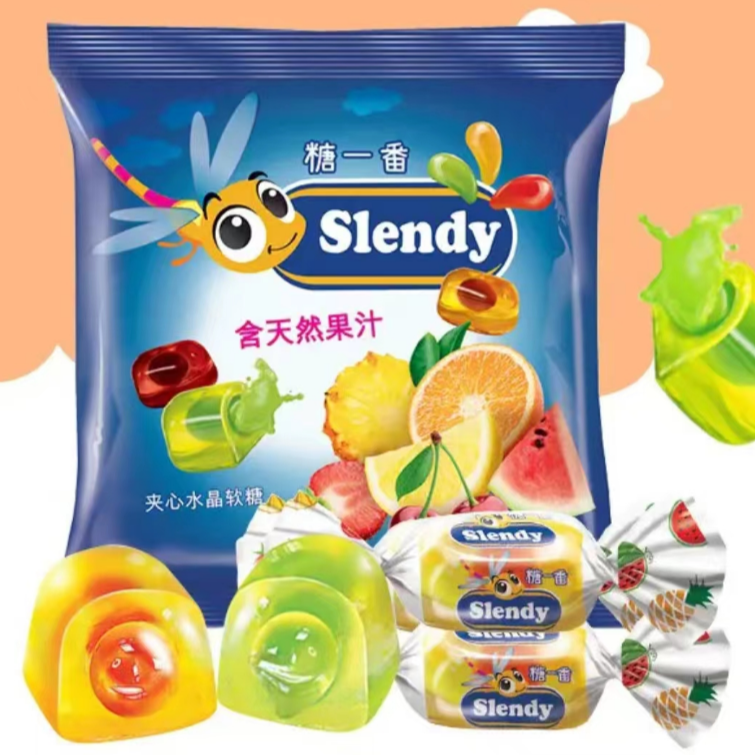 俄罗斯进口小蜻蜓夹心爆浆水果味软糖500g/包