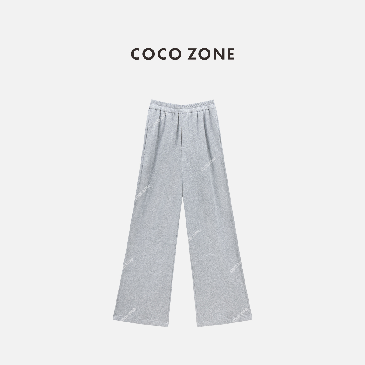 COCO ZONE 刘一一100棉简约休闲裤百搭松紧腰直筒裤CC1B1355