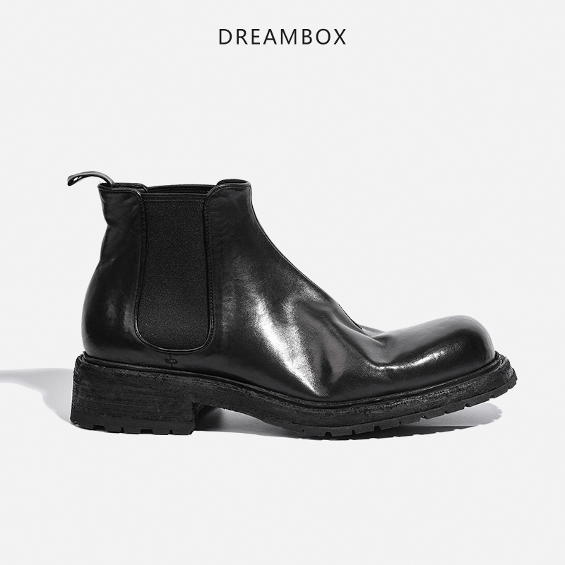 dreambox钧博vibram防滑耐磨男靴高档马皮固特异切尔西靴手工皮靴