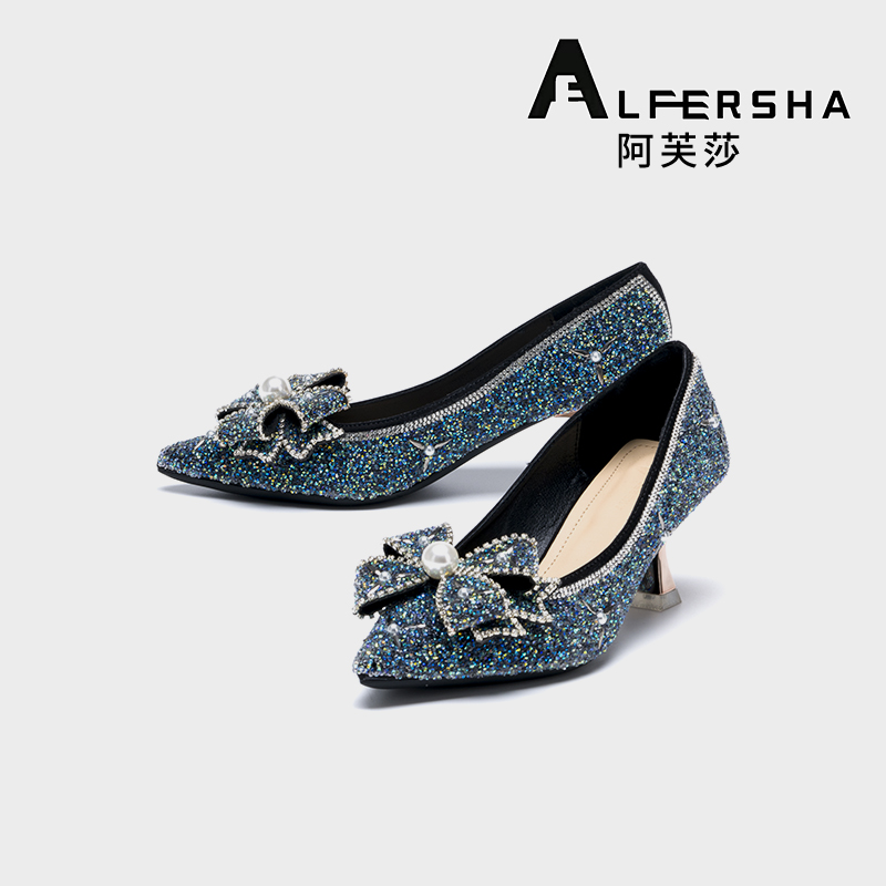 阿芙莎手工女鞋9773新款春夏高端时尚四叶草细跟高跟鞋B