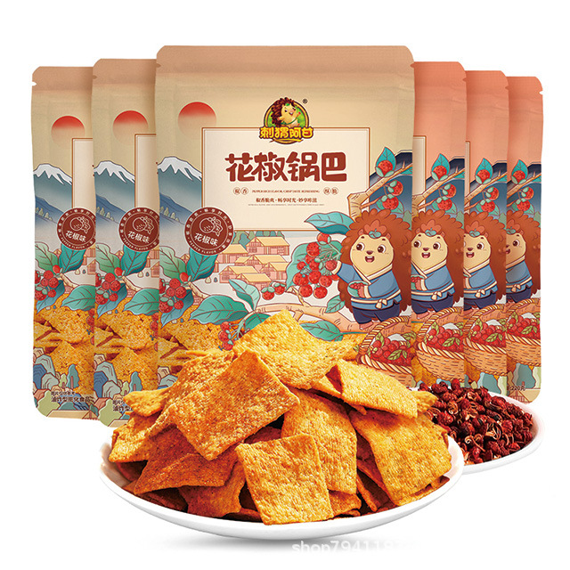 刺猬阿甘非油炸花椒即食大包装2种口味解馋食用辣味酥脆米香75g装