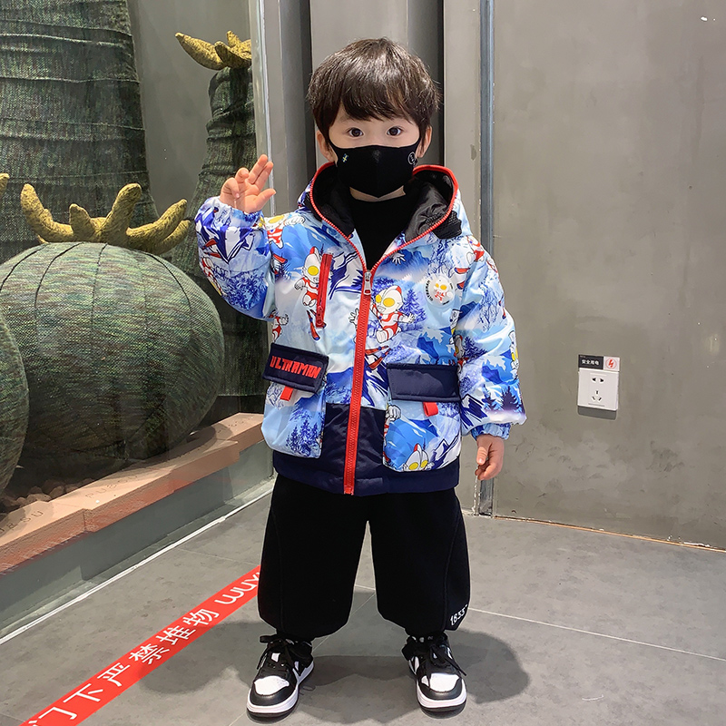 奥特曼ip儿童羽绒服冬装外套2023男童羽绒衣服保暖白鸭绒潮童装