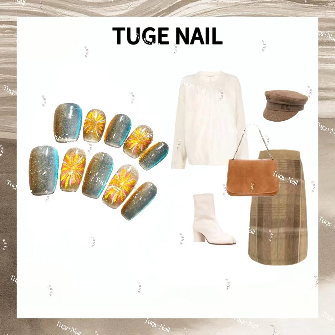 TugeNail 烟花 魔幻猫眼高级复古极简小众设计师美甲TGS230077