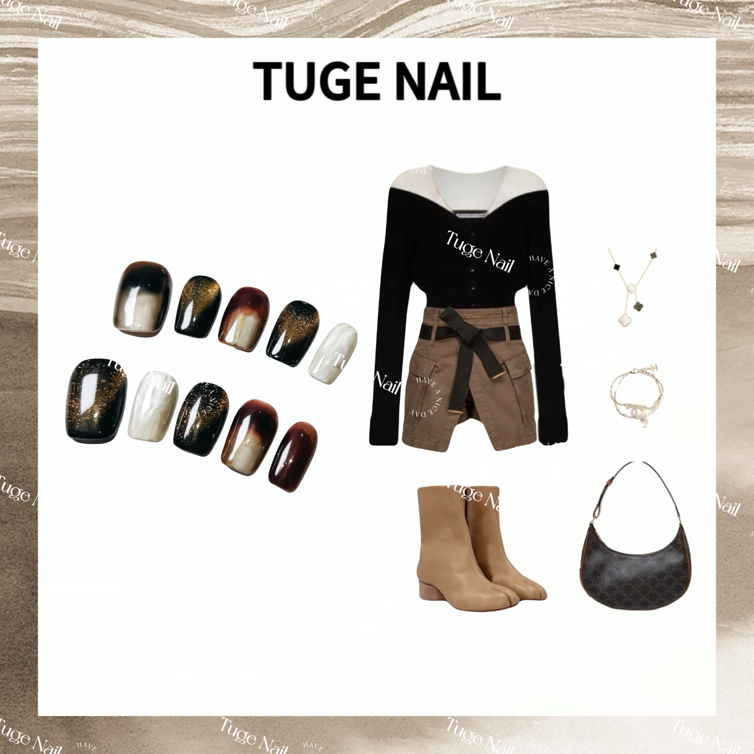 Tuge Nail 琥珀2023秋冬高级复古极简小众设计师美甲TGS230033