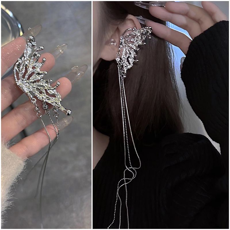 铜合金耳饰 超仙精灵耳蝴蝶流苏无耳洞耳骨夹女轻奢小众高级气质