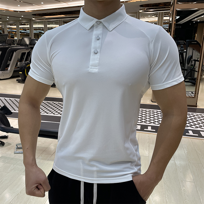 健身服男运动POLO衫短袖T恤翻领透气弹力速干衣私人教练工服定制