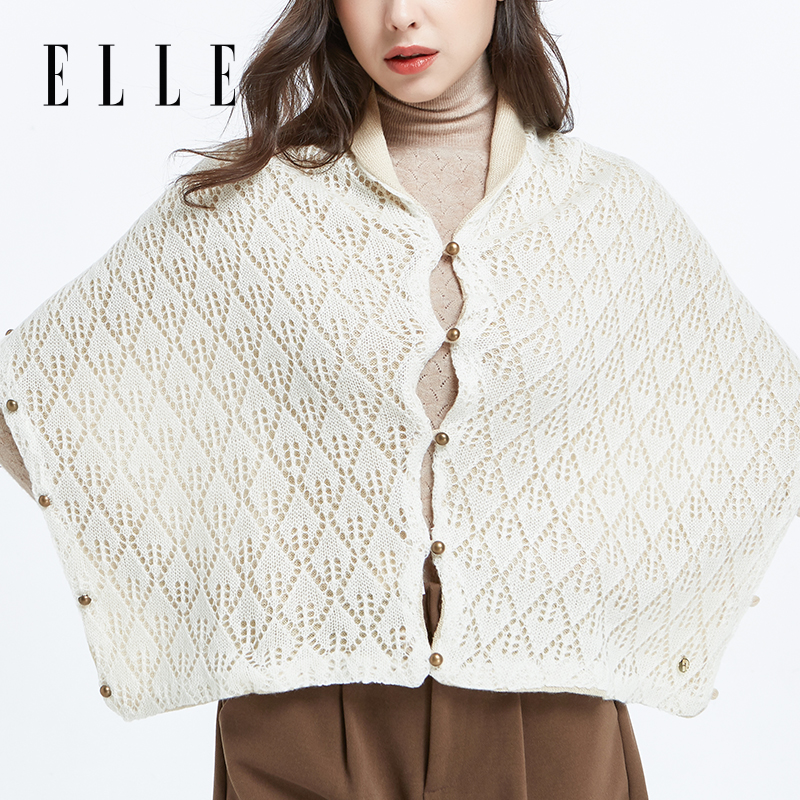ELLE针织围巾新款保暖亲肤时尚简约百搭披肩优雅不易皱21WE27012