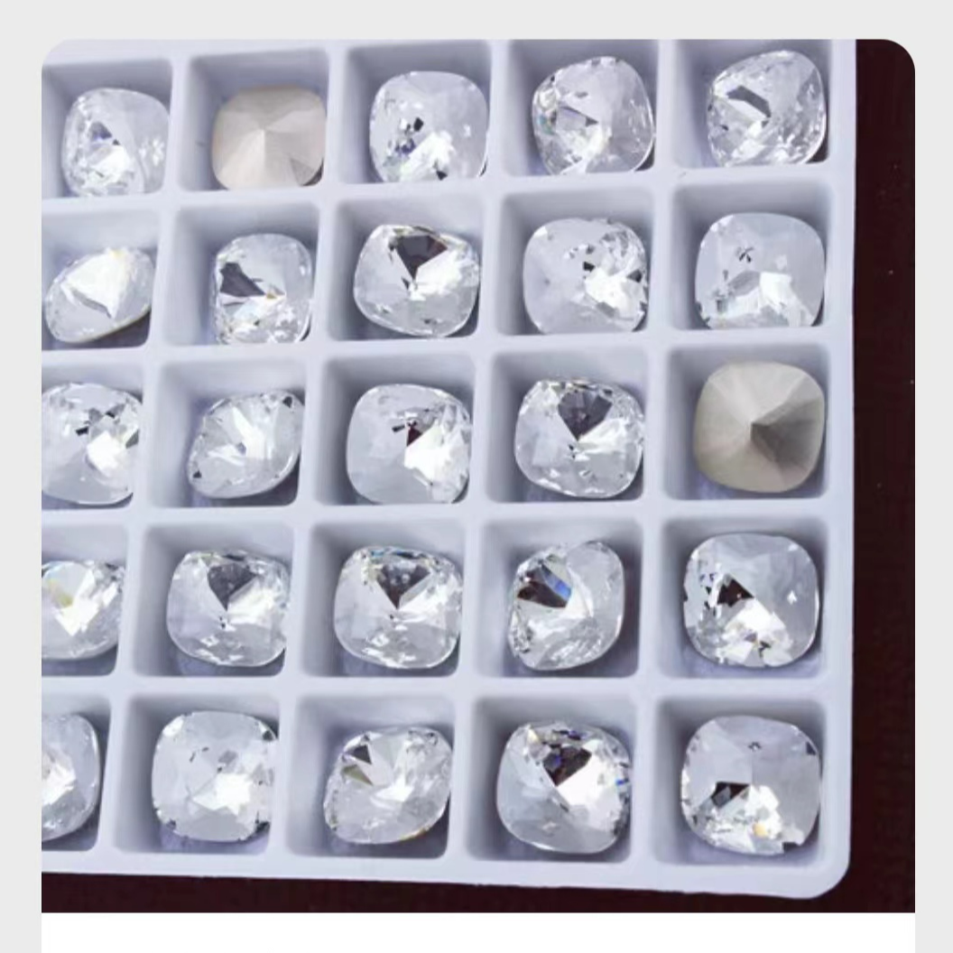 A306美甲K9尖底白色10x10肥方钻