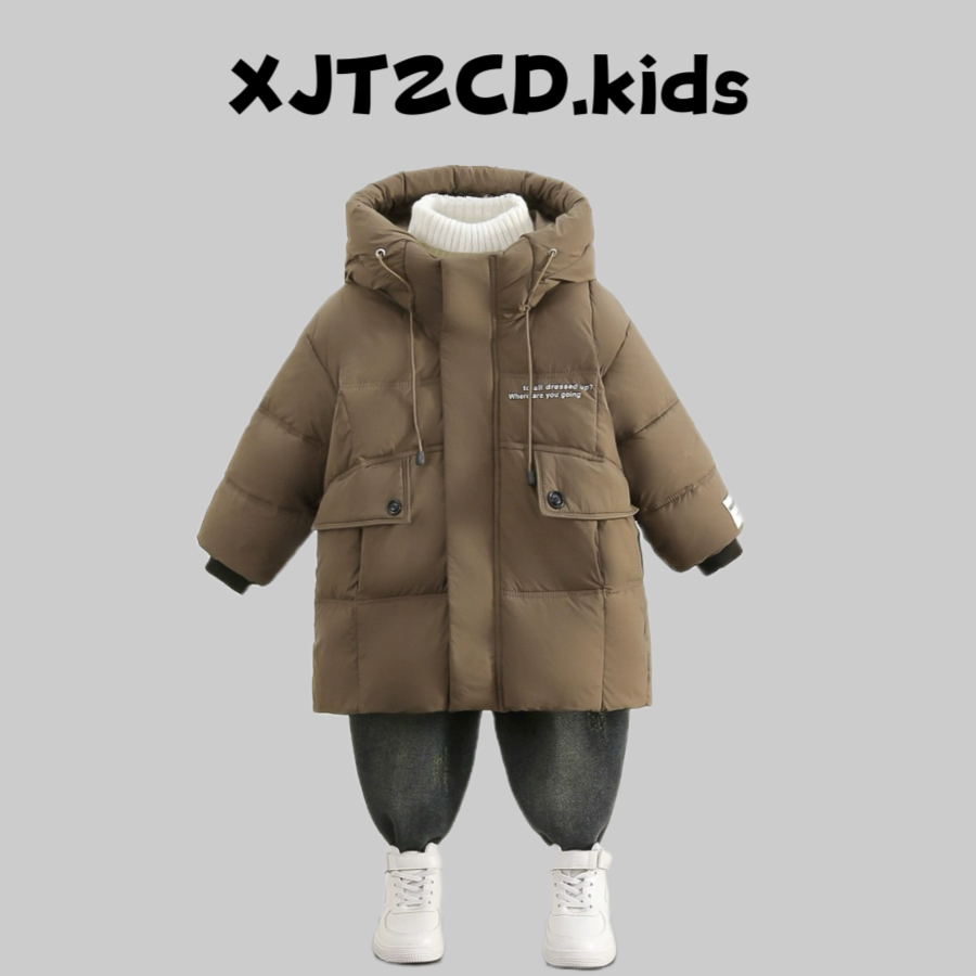儿童羽绒服中大童2023新款洋气男童帅气白鸭绒冬季连帽宝宝加绒潮