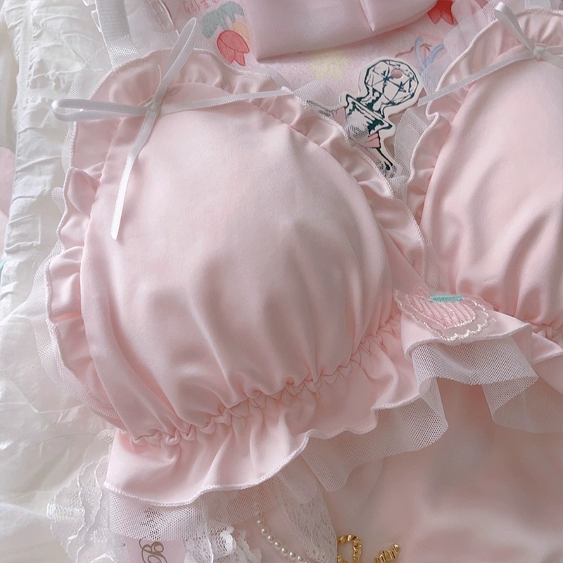 日系少女无钢圈内衣套装女夏季薄可爱萝莉纯欲风舒适三角杯文胸罩